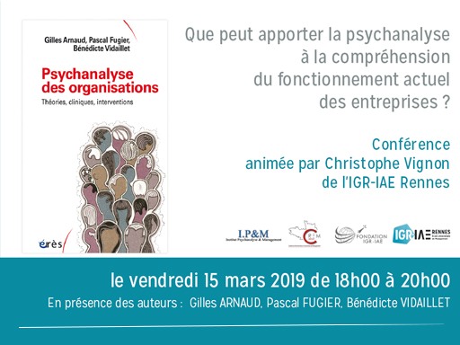 Conférence sur l’ouvrage “Psychanalyse des organisations”